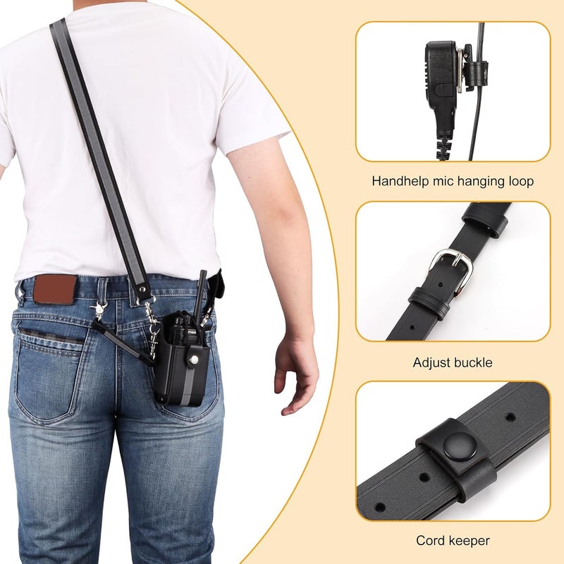 abcGoodefg Reflective Firefighter Leather Radio Strap and Case, Anti-sway Strap, Compatible with Motorola APX Series - for Firefighters, EMT, Police (Reflective) - Image 4
